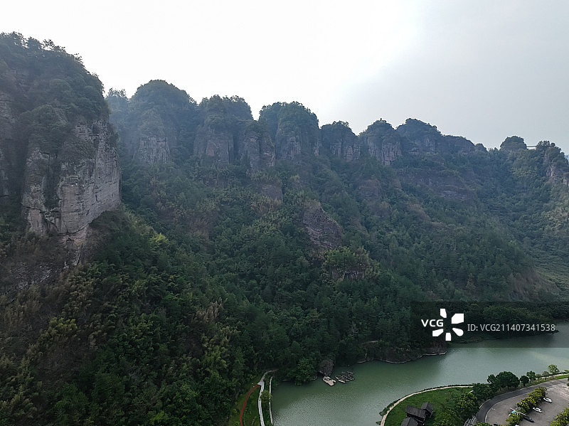 绍兴新昌千丈幽谷风光航拍图片素材