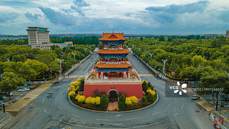 宁夏灵武钟鼓楼和玉皇阁图片素材