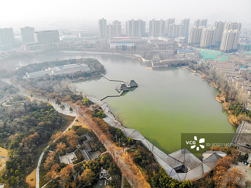 航拍江苏徐州汉文化景区水下兵马俑博物馆外景图片素材