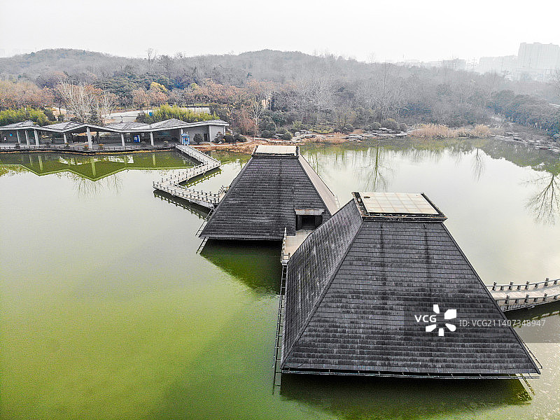 航拍江苏徐州汉文化景区水下兵马俑博物馆外景图片素材