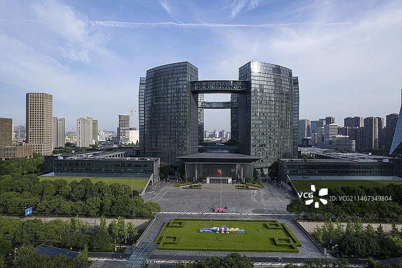 清晨日出 杭州钱江新城航拍图片素材