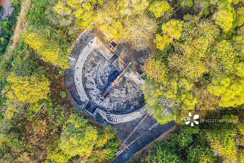 航拍广东省广州市南沙区大角山炮台遗址虎门炮台图片素材