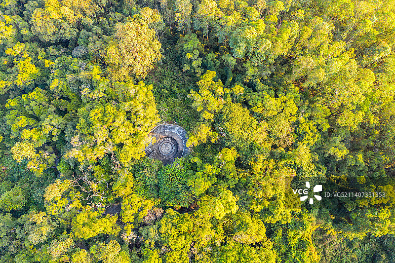 航拍广东省广州市南沙区大角山炮台遗址虎门炮台图片素材