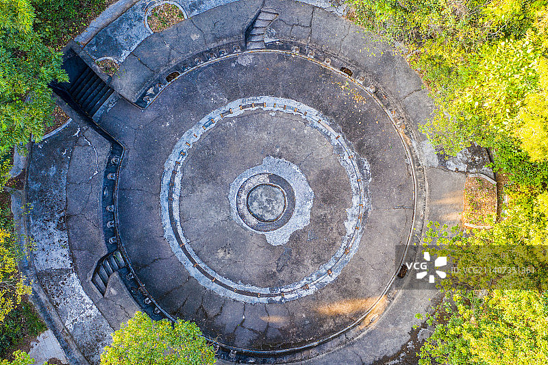 航拍广东省广州市南沙区大角山炮台遗址虎门炮台图片素材