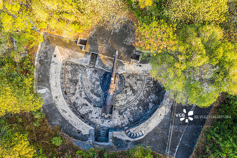 航拍广东省广州市南沙区大角山炮台遗址虎门炮台图片素材