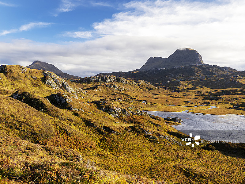 英国苏格兰阿辛特地区的坎尼斯普和苏尔文图片素材