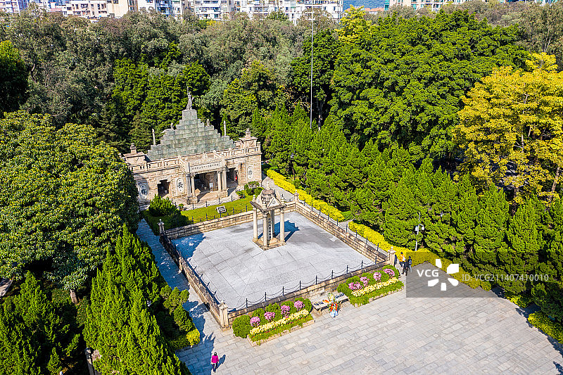航拍广州黄花岗公园 广州黄花岗七十二烈士墓园图片素材