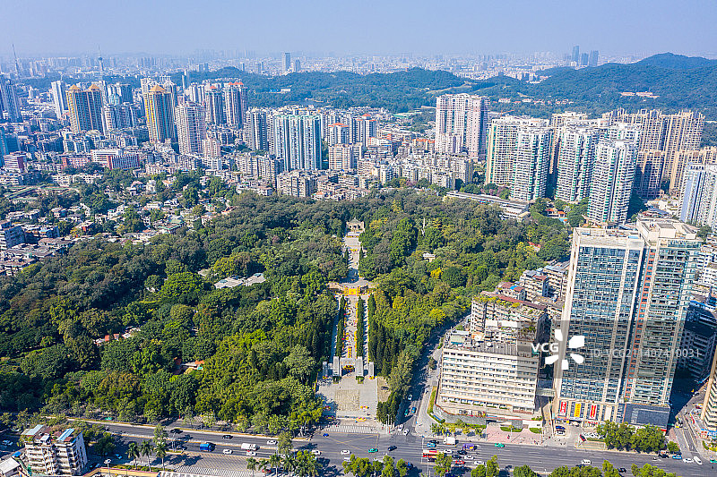 航拍广州黄花岗公园 广州黄花岗七十二烈士墓园图片素材