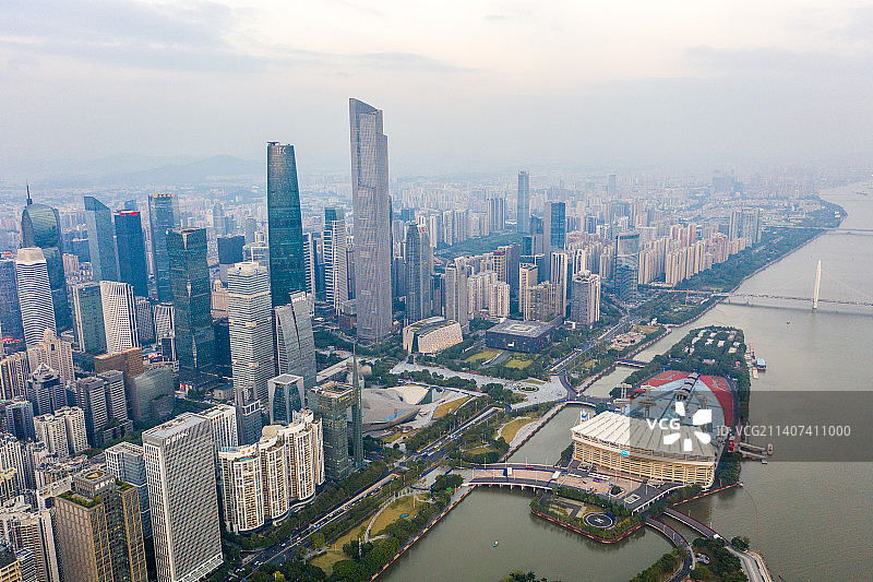 航拍广州海心沙亚运公园 广州珠江江心岛图片素材