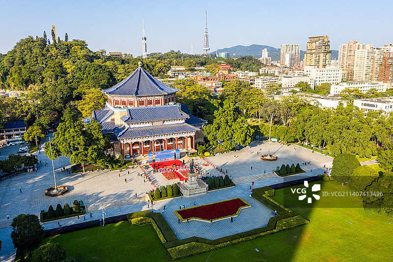 航拍广州中山纪念堂 八角形宫殿式建筑图片素材