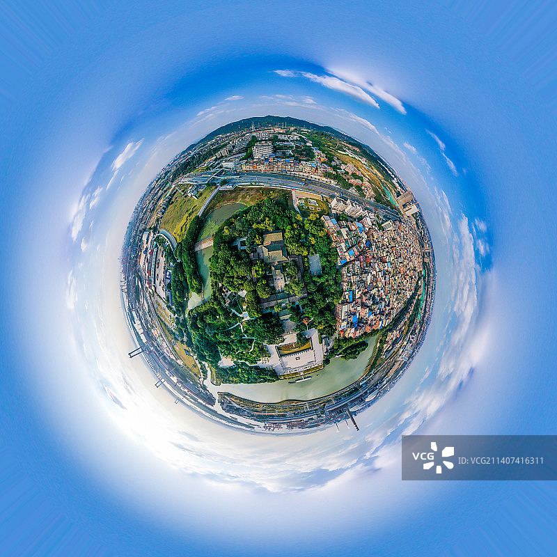 航拍广州南海神庙VR视角球形全景图 波罗庙 海洋文化信仰 720全景照片图片素材