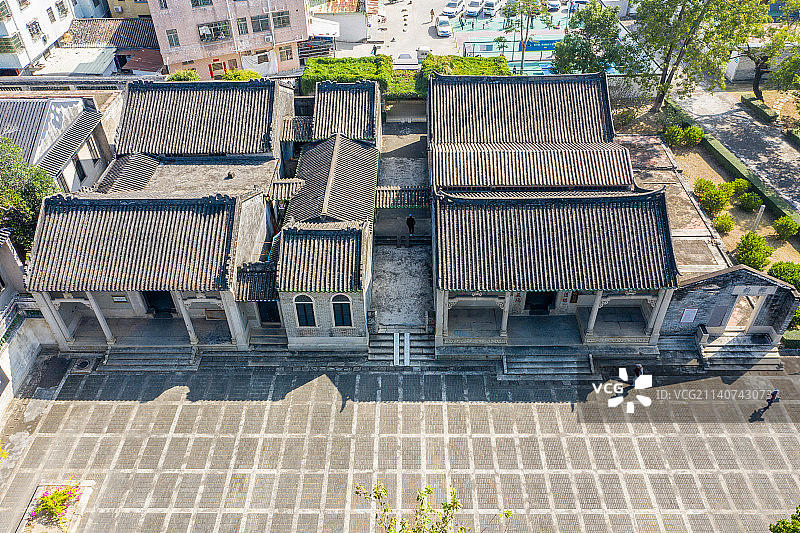 航拍广东珠海梅溪牌坊旅游区 珠海梅溪村陈芳故居图片素材