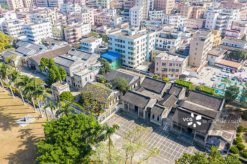 航拍广东珠海梅溪牌坊旅游区 珠海梅溪村陈芳故居图片素材