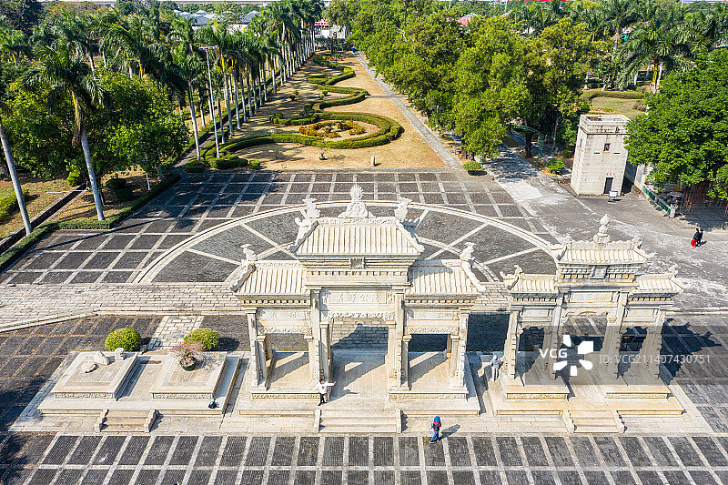 航拍广东珠海梅溪牌坊旅游区 珠海梅溪村陈芳故居图片素材
