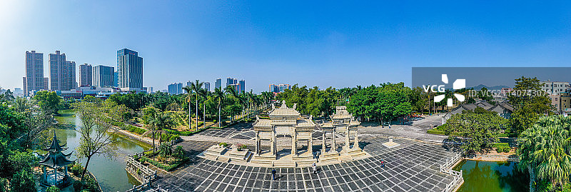 航拍广东珠海梅溪牌坊旅游区 珠海梅溪村陈芳故居图片素材