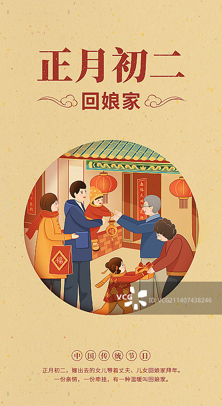 正月初二回娘家 设计模板竖版图片素材