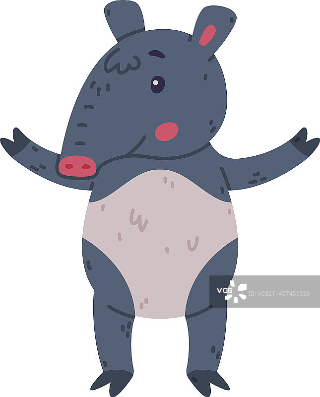 可爱的貘站立图片素材