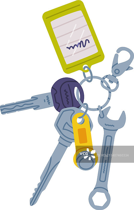 挂有钥匙链的钢制钥匙饰品图片素材