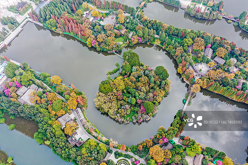 航拍云南民族村景区 昆明旅游目的地图片素材