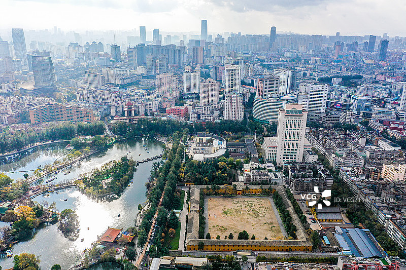 航拍云南陆军讲武堂旧址 云南陆军讲武堂历史博物馆 昆明旅游目的地图片素材