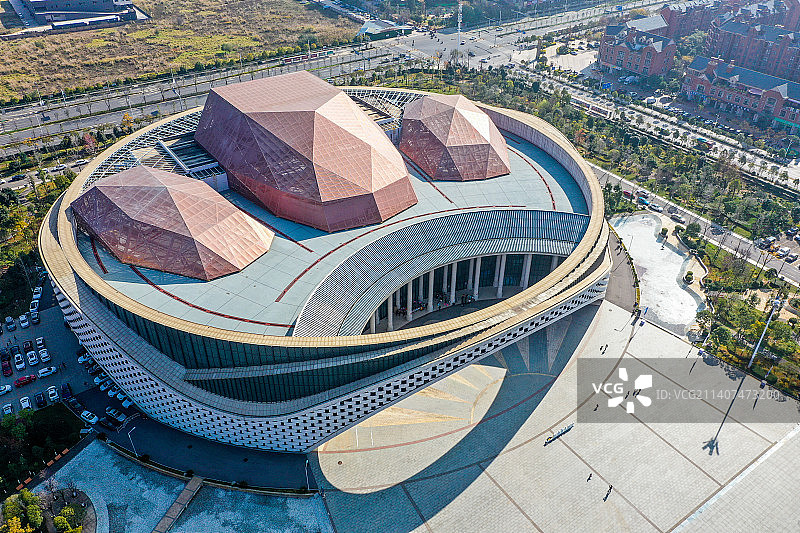 航拍云南省大剧院 昆明城市地标建筑图片素材