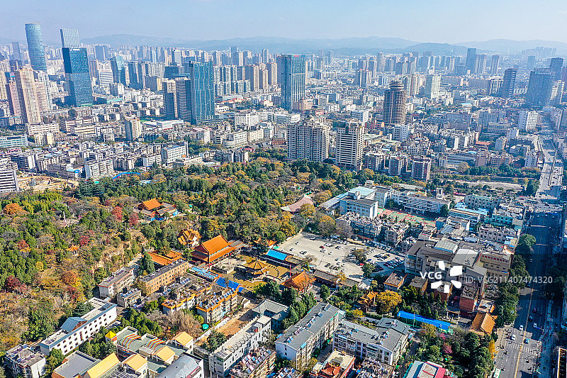 航拍云南昆明圆通禅寺 圆通山圆通寺图片素材