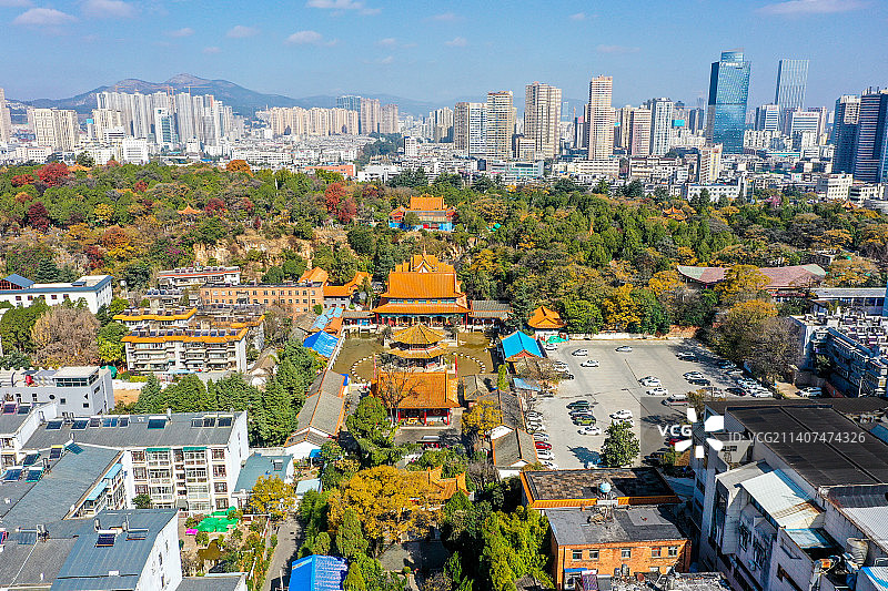 航拍云南昆明圆通禅寺 圆通山圆通寺图片素材