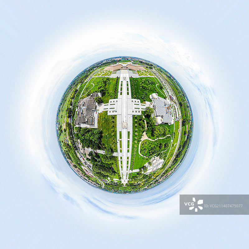 航拍内蒙古呼和浩特昭君博物院昭君墓景区VR视角球形全景图 720全景照片图片素材