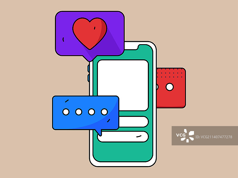 虚拟的社交概念商业扁平矢量插画图片素材