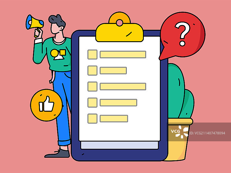 邀请好友进行测评调查扁平矢量概念运营插画图片素材