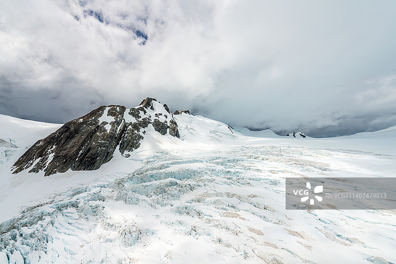 新西兰福克斯雪山冰川航拍风光背景图片素材