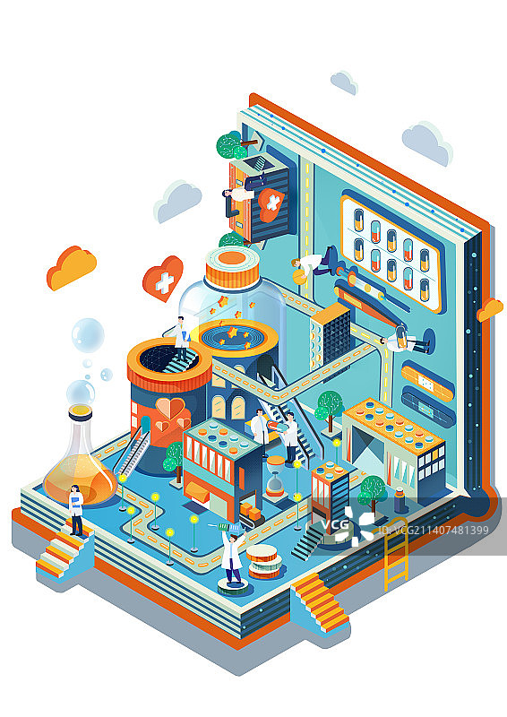 医疗2.5D插画图片素材