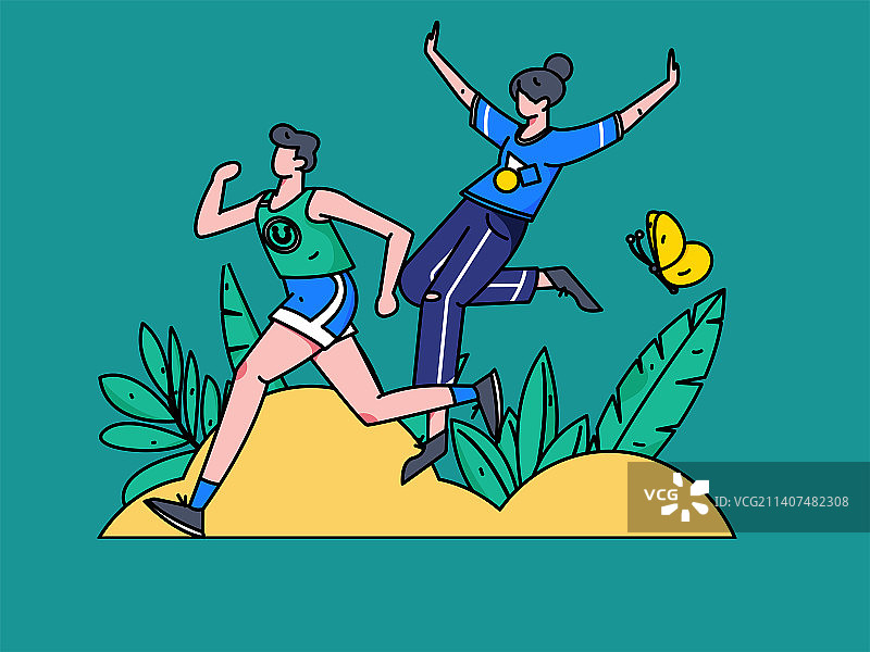 锻炼健康跑步矢量互联网运营插画图片素材