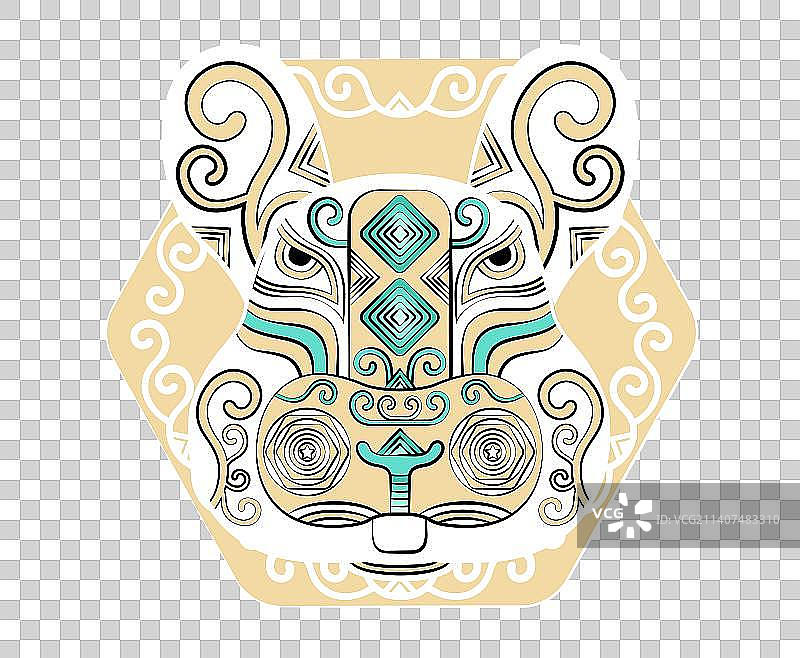 十二生肖简约国潮兔头，潮流印花装饰图案纹样卡通形象，矢量插画素材图片素材