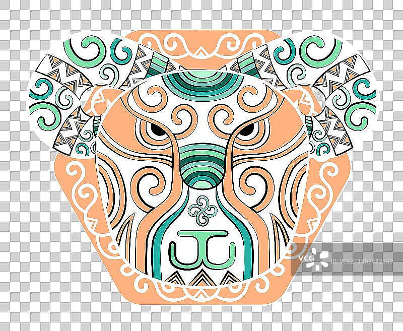 十二生肖简约国潮羊头，潮流印花装饰图案纹样卡通形象，矢量插画素材图片素材