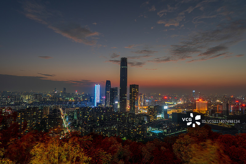 广东省东莞市旗峰山城市风光日落图片素材