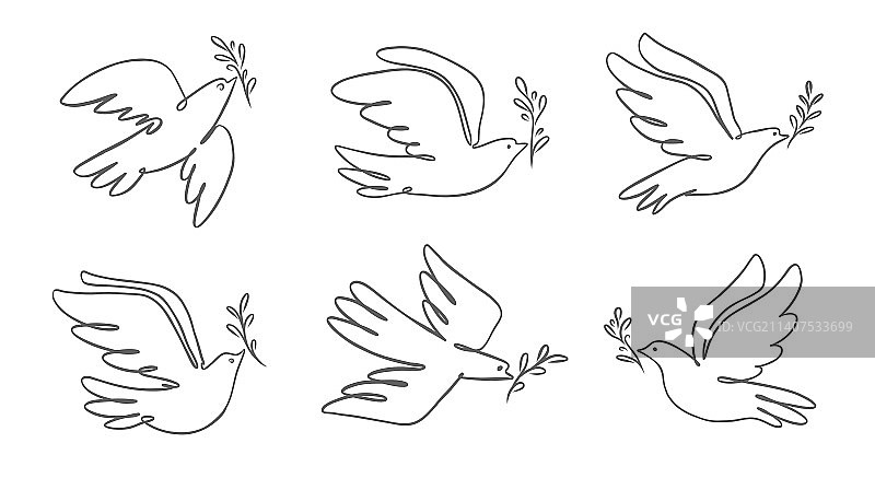 衔着橄榄枝的飞鸽徽章图片素材