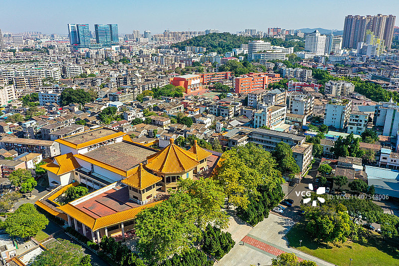 航拍广东省中山市孙中山纪念堂公园 城市地标建筑图片素材
