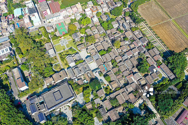 航拍广东省中山市孙中山故里旅游区 孙中山故居纪念馆 翠亨村传统民居展示区图片素材