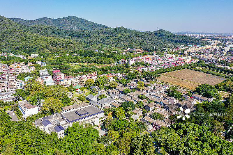 航拍广东省中山市孙中山故里旅游区 孙中山故居纪念馆 翠亨村传统民居展示区图片素材