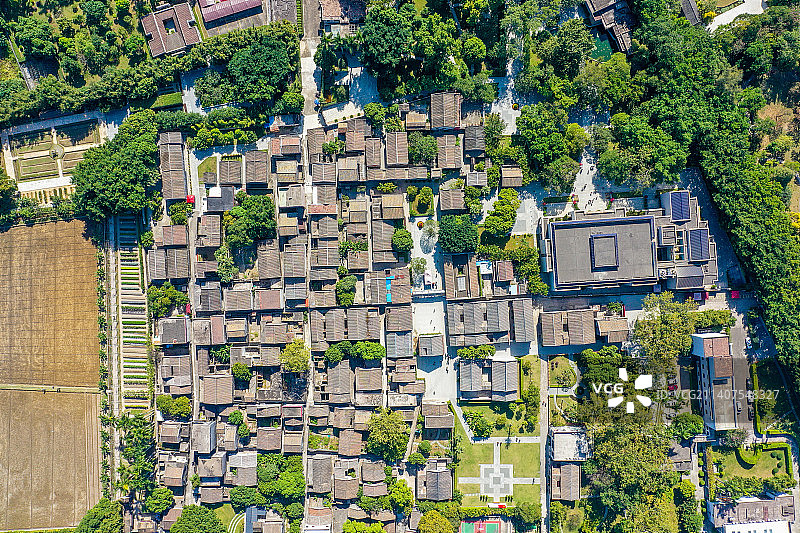 航拍广东省中山市孙中山故里旅游区 孙中山故居纪念馆 翠亨村传统民居展示区图片素材