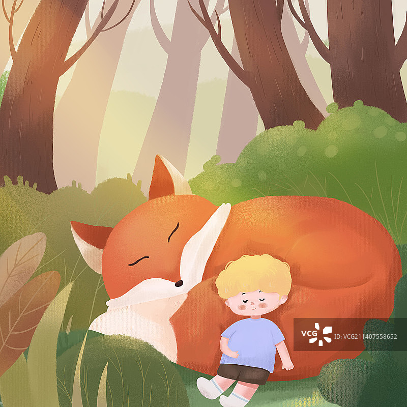 柔软的尾巴儿童插画图片素材