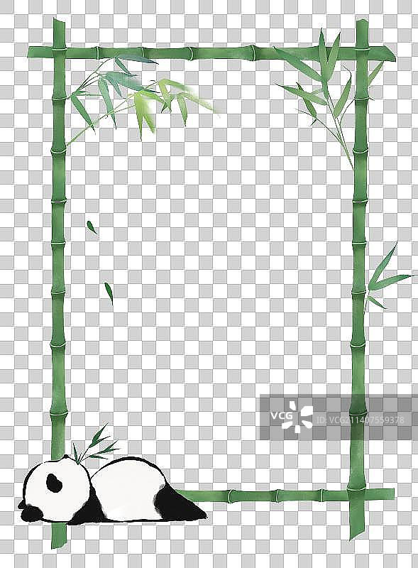 熊猫竹子边框长素材图片素材