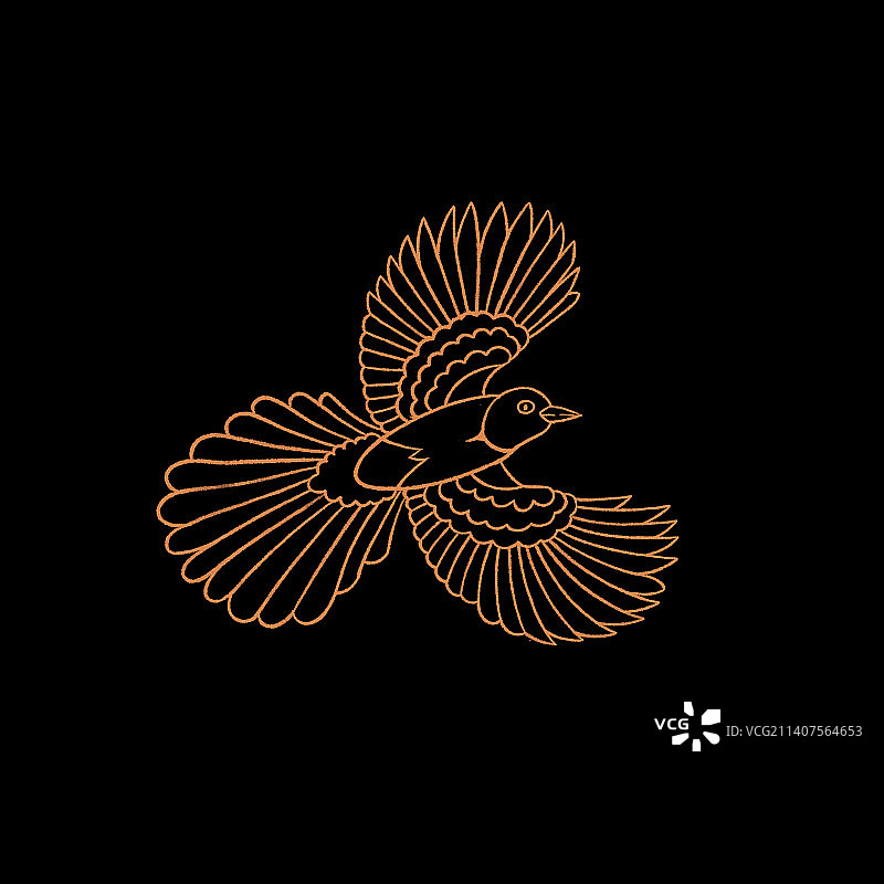 黑金喜鹊插画，国潮风中国风传统文化七夕喜庆，新年春节元旦小年金融汽车行业房地产高端庆典宣传包装图片素材