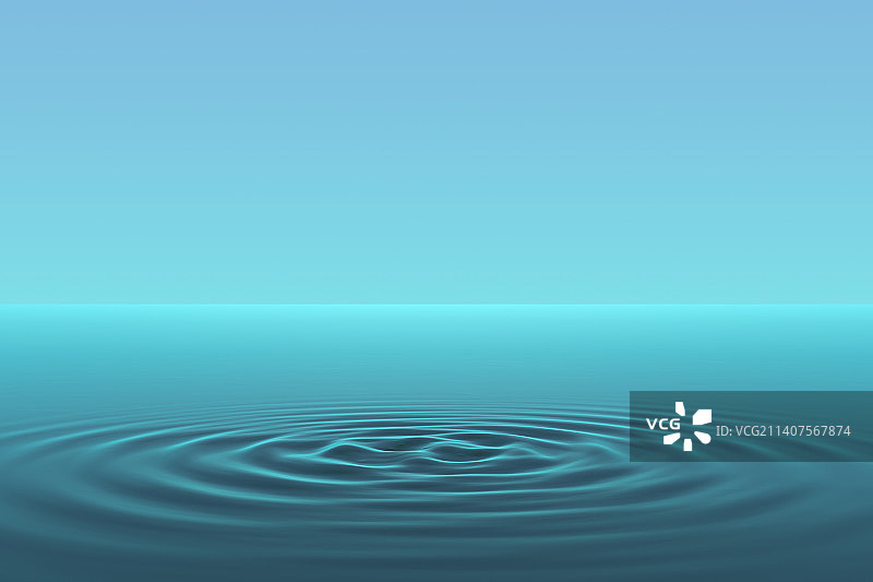 蓝色背景下水滴的特写镜头图片素材