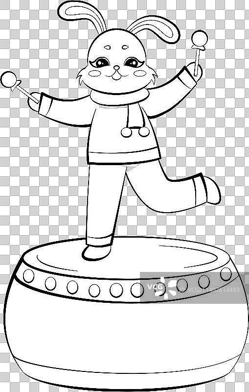 兔年新年喜庆国潮免扣插画图片素材