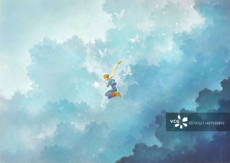 蔚蓝天空下的少年图片素材
