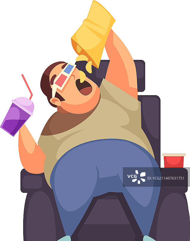 暴饮暴食扁平概念图片素材