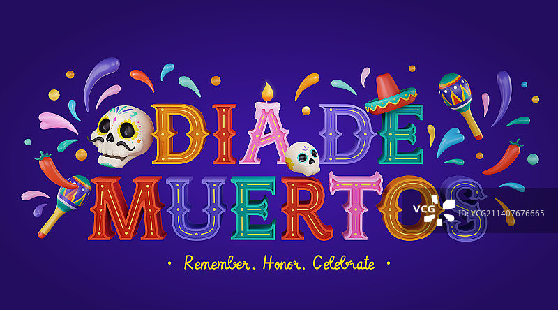 三维创意字体亡灵节创意海报图片素材