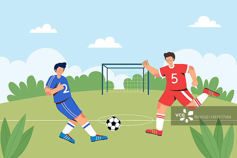 户外足球运动矢量插画图片素材